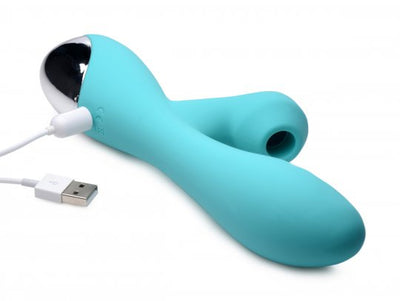 10X Silicone Suction Rabbit Vibrator - Teal