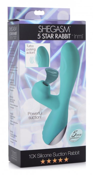 10X Silicone Suction Rabbit Vibrator - Teal